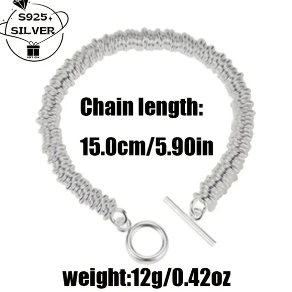 Women’s 925 Sterling Silver Toggle Clasp Circles Bracelet - NWT - Picture 5 of 6